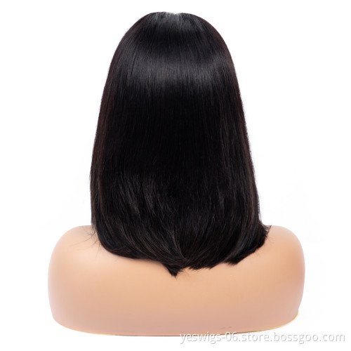 Fashion Design 8 Inch Cambodian Human Hair Lace Front Closure Short Bob Wig Wholesale Straight Human Hair Bob Cambodian Wigs